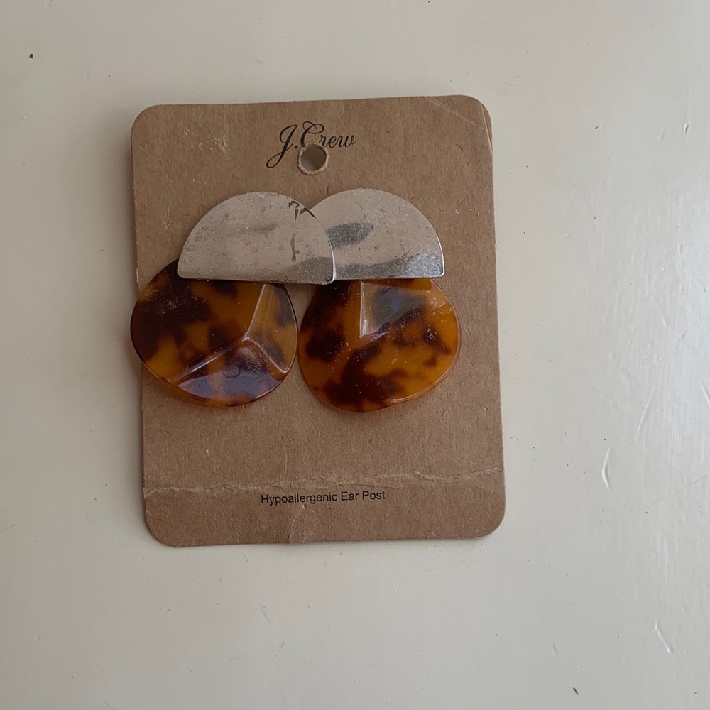 J. Crew Tortoise and Silver Drop Earrings